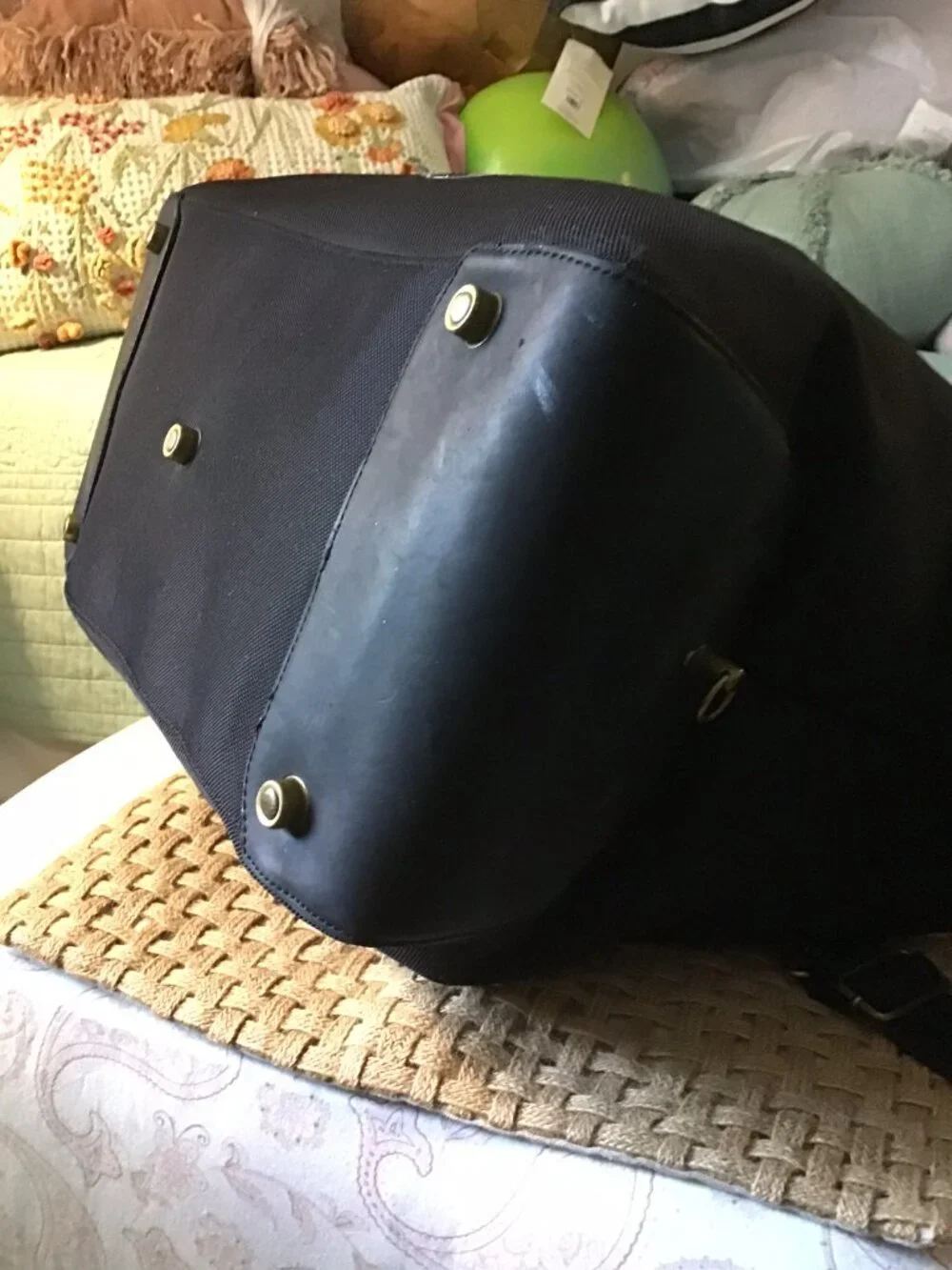 Tommy Bahama Leather Canvas Black travel bag - MINT CONDITION
